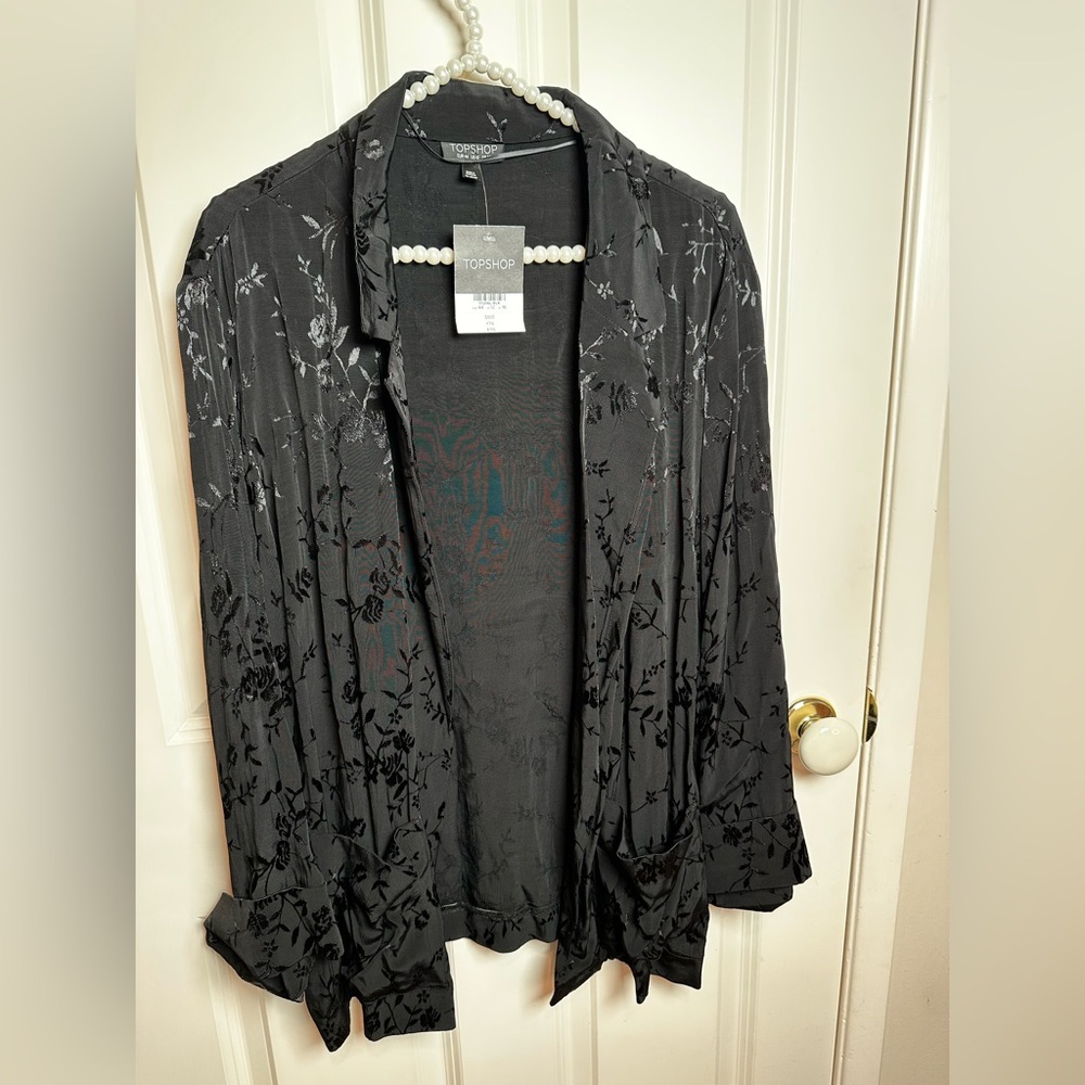 Topshop Black Floral Women's Cardigan